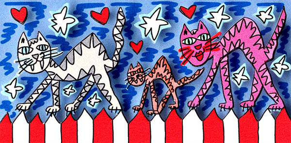Love cats;3D-Grafik, 350 Exemplare,;6 x 12 cm;480 - Galerie Wroblowski